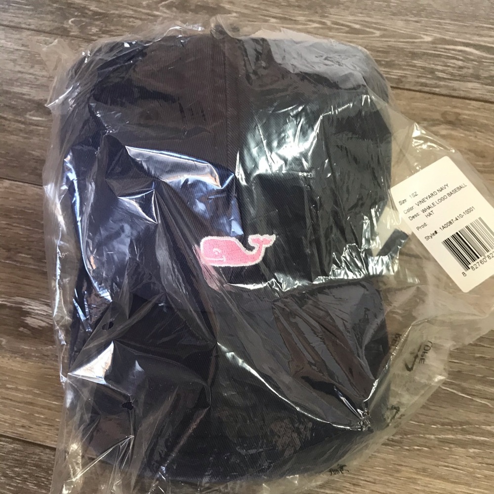 Vineyard vines pink whale navy baseball dad hat